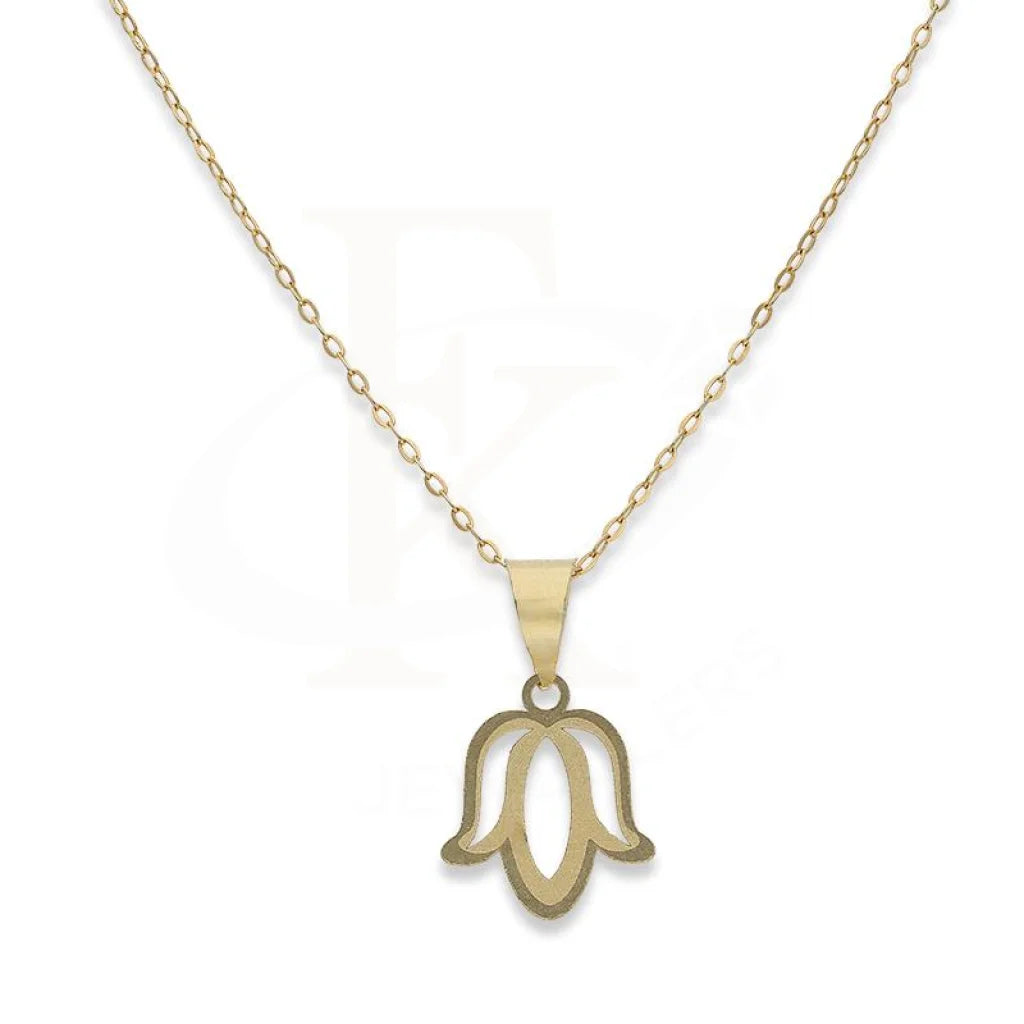 Elegant Diamond Necklace For Brides-Gold Necklace (Chain with Lotus Flower Pendant) 18KT - FKJNKL18K2329