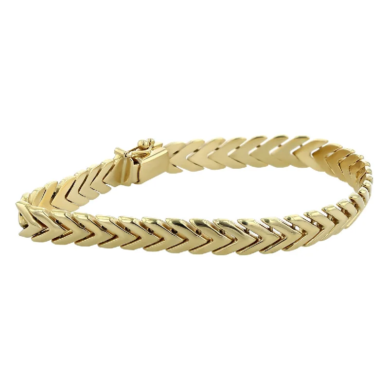 Stylish Beaded Bracelets For Teens-18K Yellow Gold V Links 7.5-Inch Bracelet