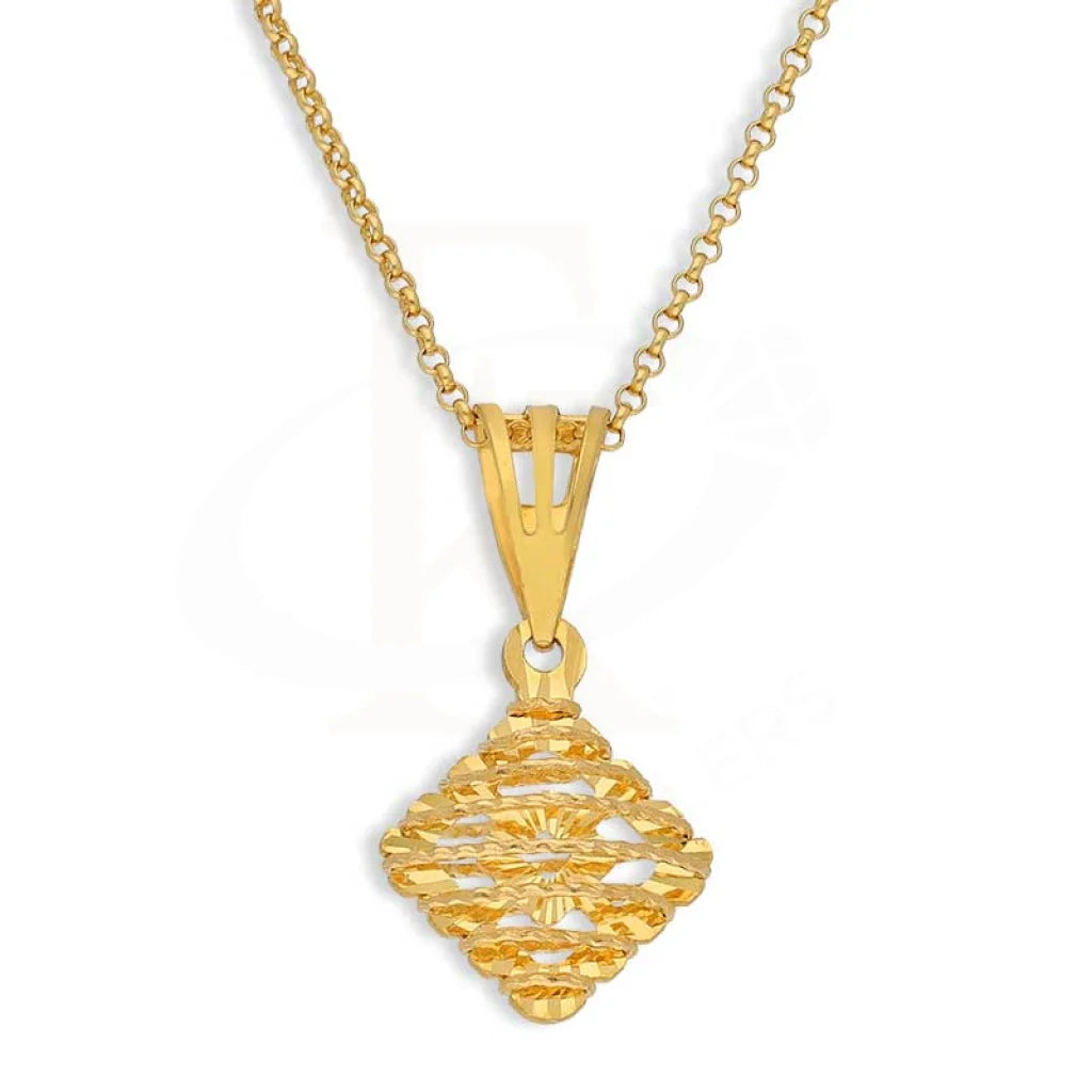 Handcrafted Gold Necklace For Weddings-Gold Necklace (Chain with Rhombus Shaped Pendant) 21KT - FKJNKL21K2861