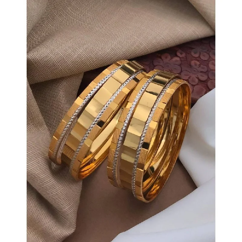 Simple Silver Wedding Bangles For Bridal Jewelry-Akruti Collection Gold Plated Bangles Set