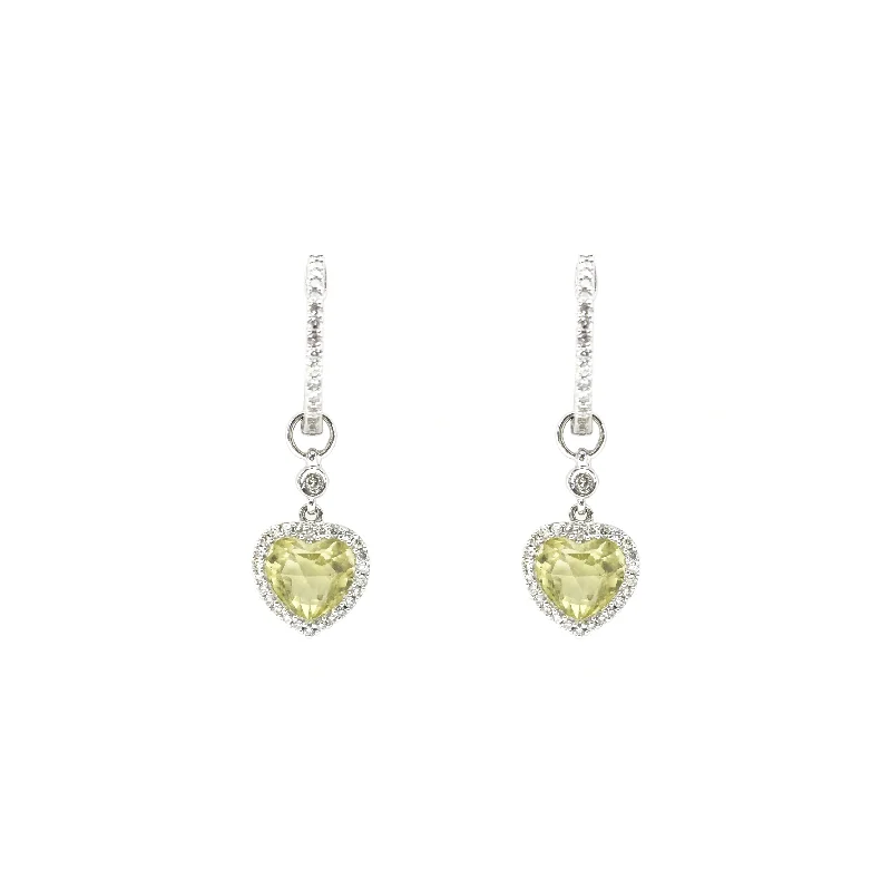 Sparkly Earrings For Holiday Gifts-Yellow Heart Diamond Dangling Earrings (14K)