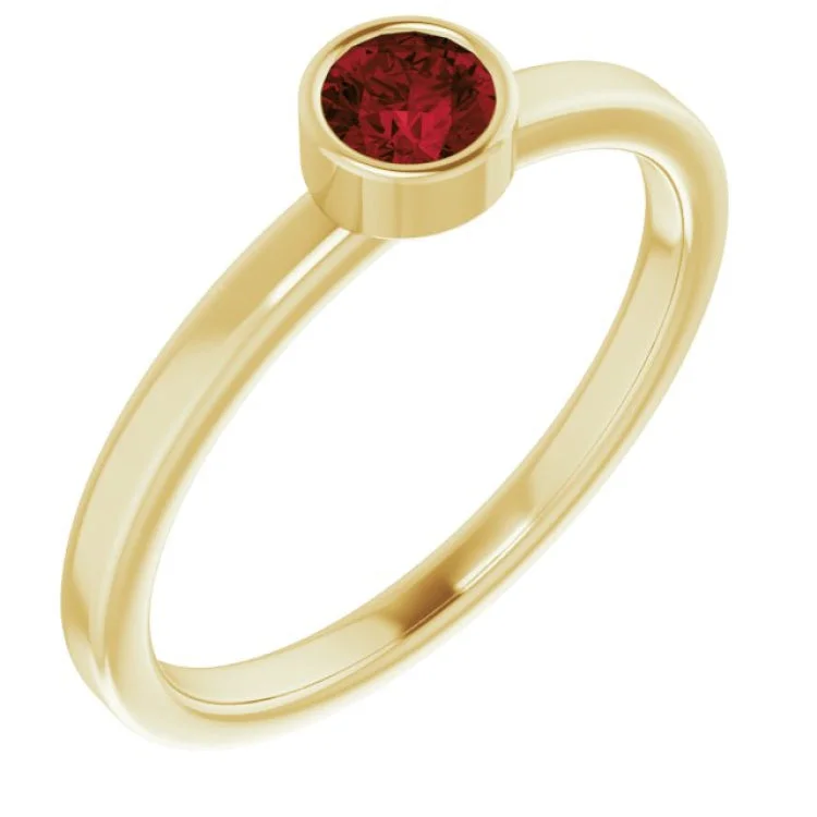 Luxury Wedding Rings For Fashion-Forward Brides-14K Yellow 4 mm Natural Mozambique Garnet Ring