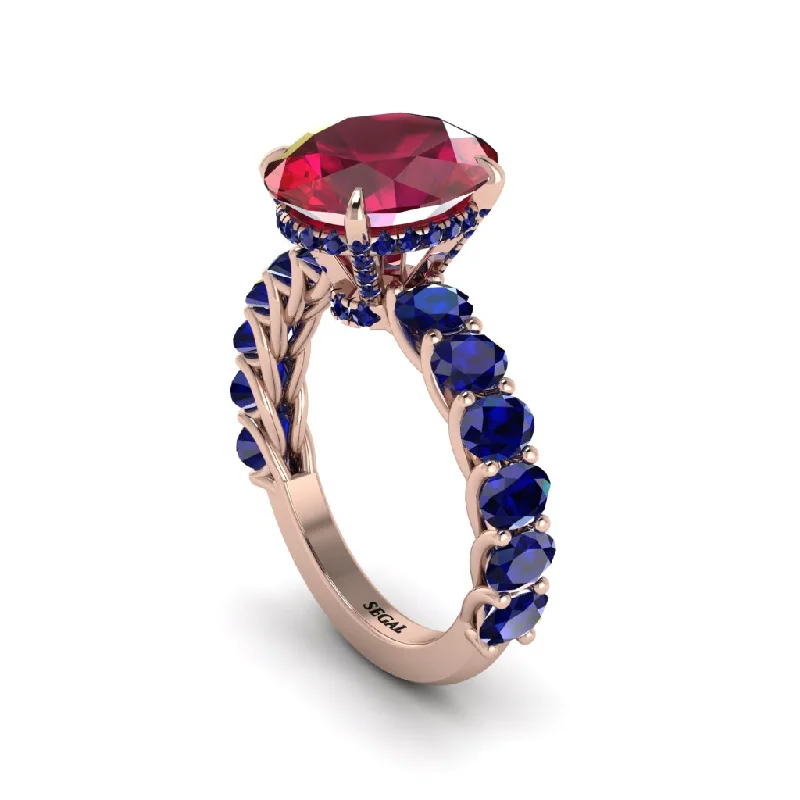 Custom Sapphire Engagement Rings For Brides-4ct Oval Cut Ruby Engagement Ring - Xena No. 71