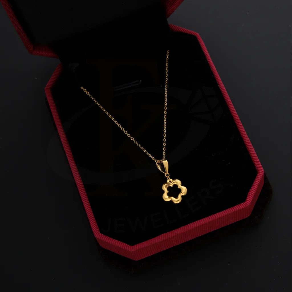 Unique Silver Necklace For Weddings-Gold Necklace (Chain With Hollow Flower Shaped Pendant) 21KT - FKJNKL21KM8676