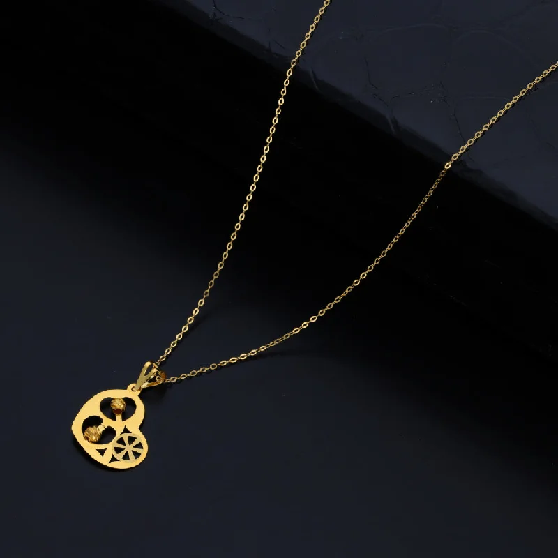 Personalized Crystal Pendant Necklace For Weddings-Gold Necklace (Chain With Heart Shaped Pendant) 21KT - FKJNKL21KM9826