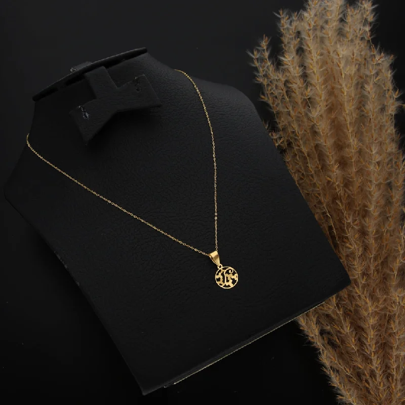 Handmade Pendant Necklace For Custom Gifts-Gold Necklace (Chain With Hollow Round Flower Shaped Pendant) 21KT - FKJNKL21KM9817