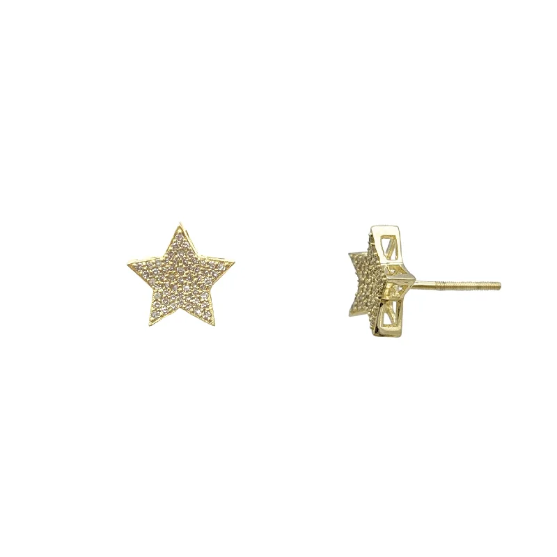 Personalized Birthstone Earrings For Women-Diamond Pace Star Stud Earrings (14K)