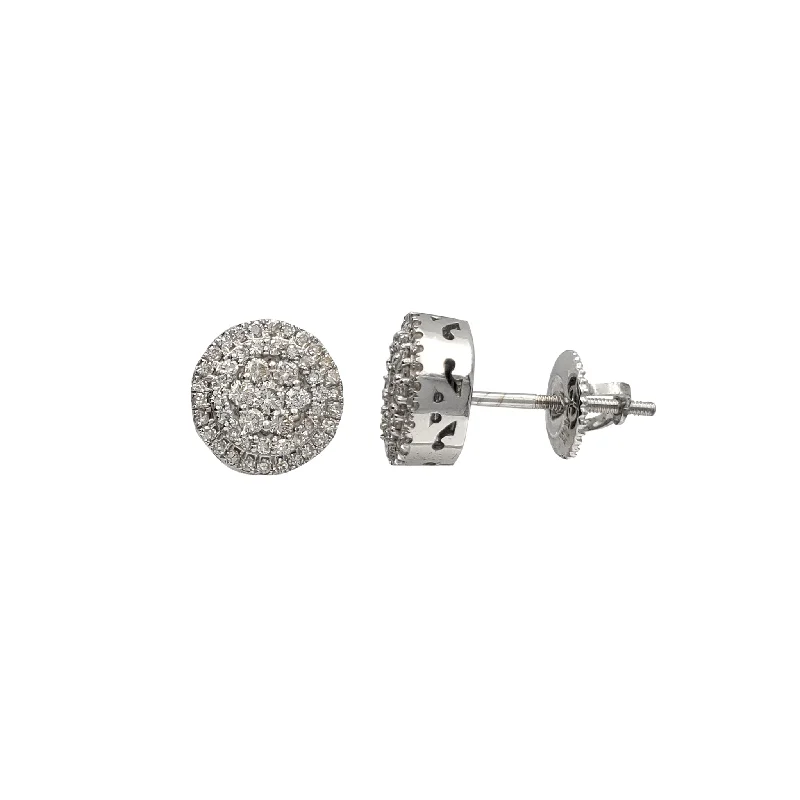 Fashionable Beaded Earrings For Events-Diamond Round Stud Earrings (14K)