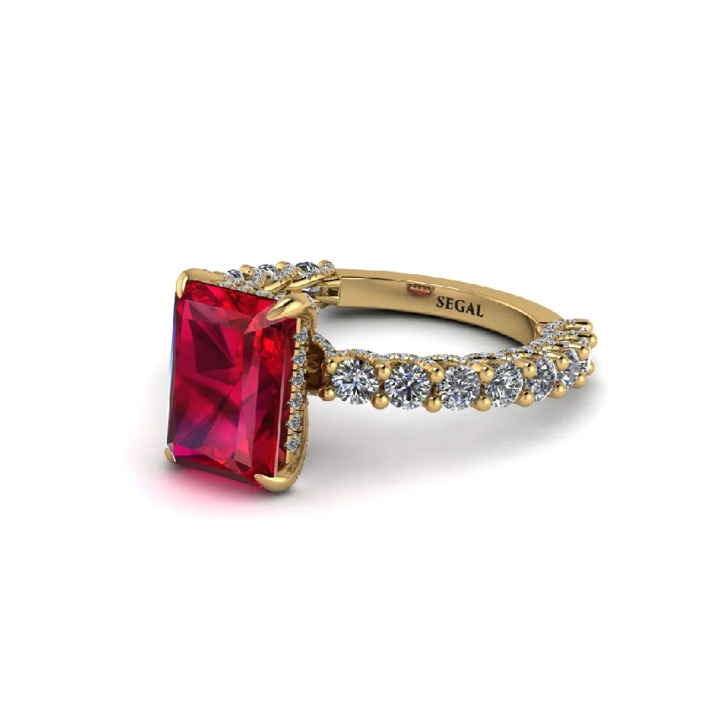 Custom Gold Rings For Bridal Jewelry-Vintage Radiant Cut Ruby Engagement Ring - Renee No. 10