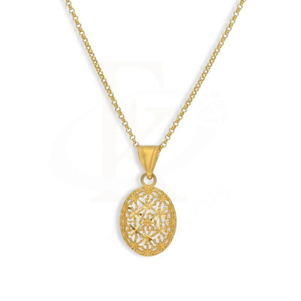 Simple Silver Pendant Necklace For Daily Wear-Gold Necklace (Chain with Oval Shaped Pendant) 21KT - FKJNKL21K3073