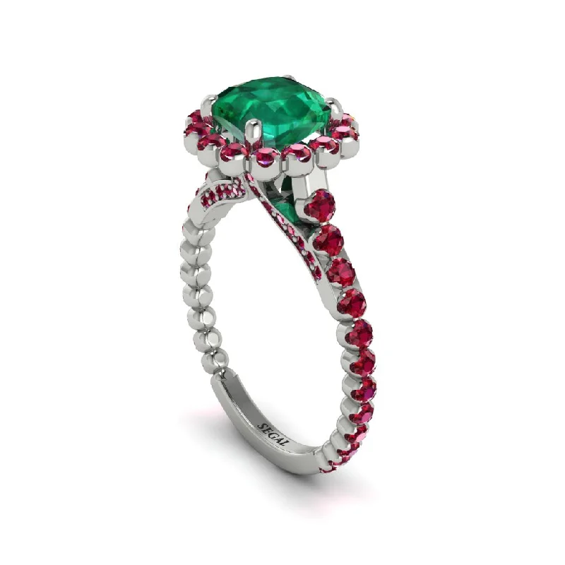 Elegant Stackable Rings For Wedding Gifts-Modern Emerald Cushion Cut Engagement Ring - Uma No. 51