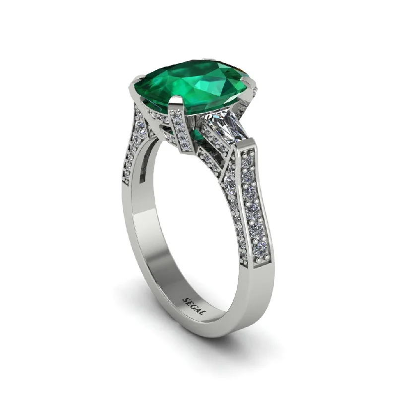 Sparkling Sapphire Rings For Special Gifts-Exclusive Handmade Emerald Geometrical Engagement Ring - Yolanda No. 6