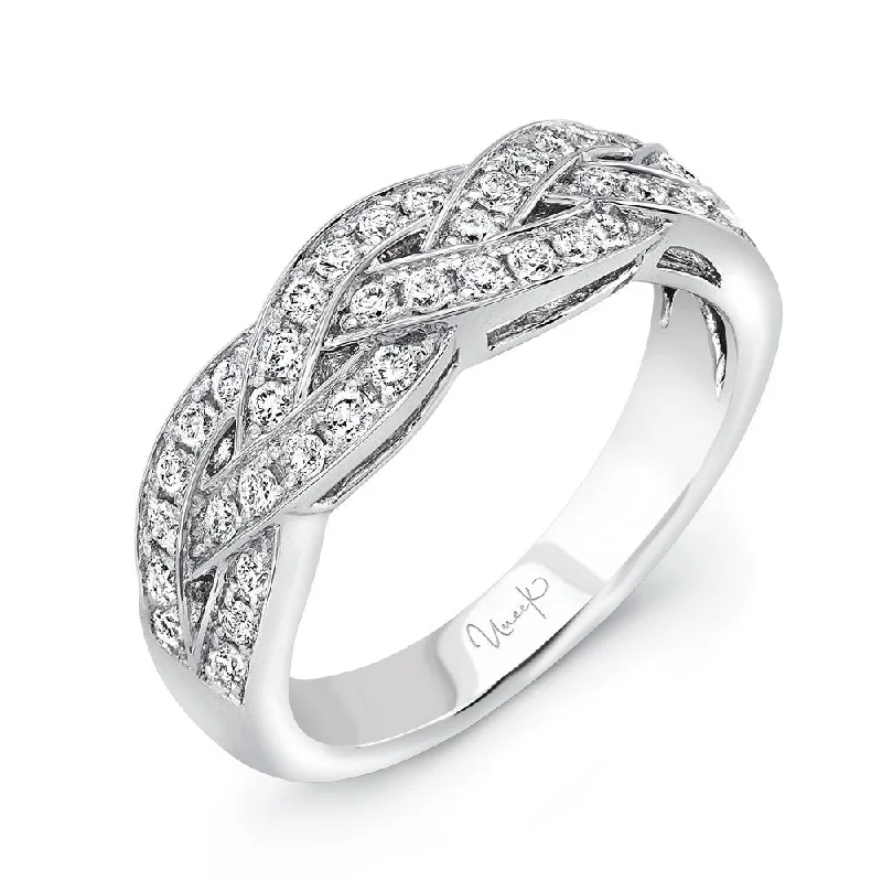 Elegant Stacking Rings For Bridesmaids-Uneek Crisscross Diamond Wedding Band