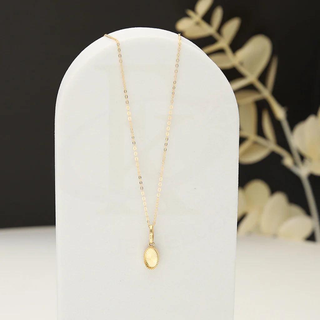 Handcrafted Silver Pendant Necklace For Fashionistas-Gold Necklace (Chain With Oval Shaped Pendant) 18KT - FKJNKL18K5242