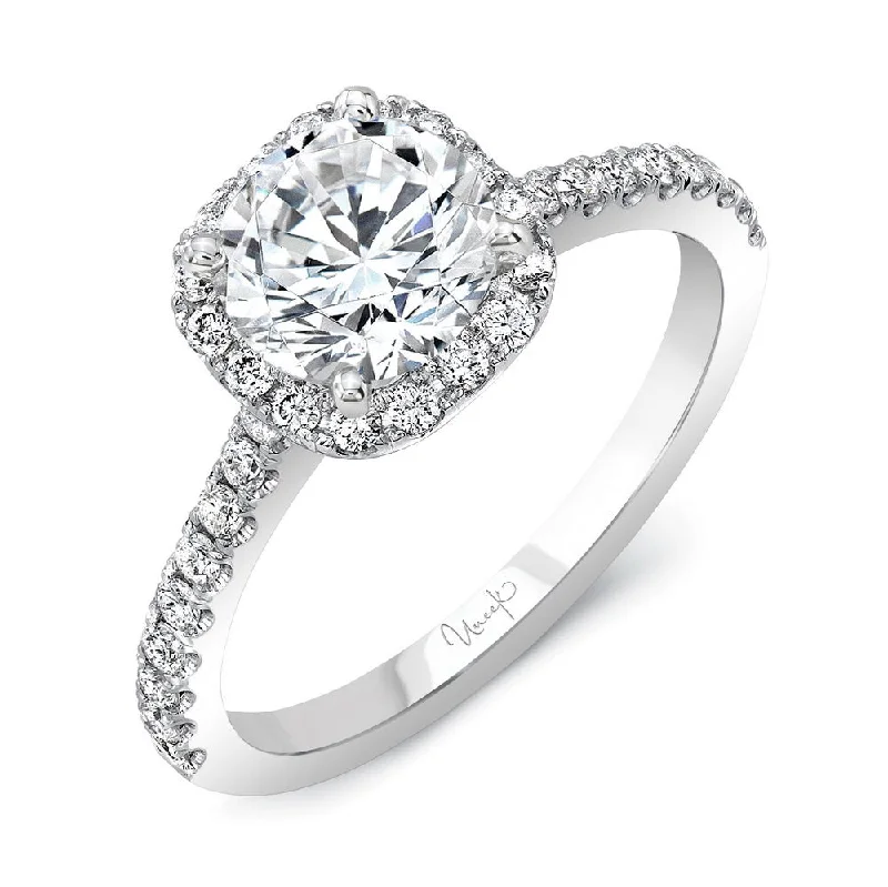 Classic Silver Engagement Rings For Brides-Uneek Best of the Best Collection Halo Round Diamond Engagement Ring