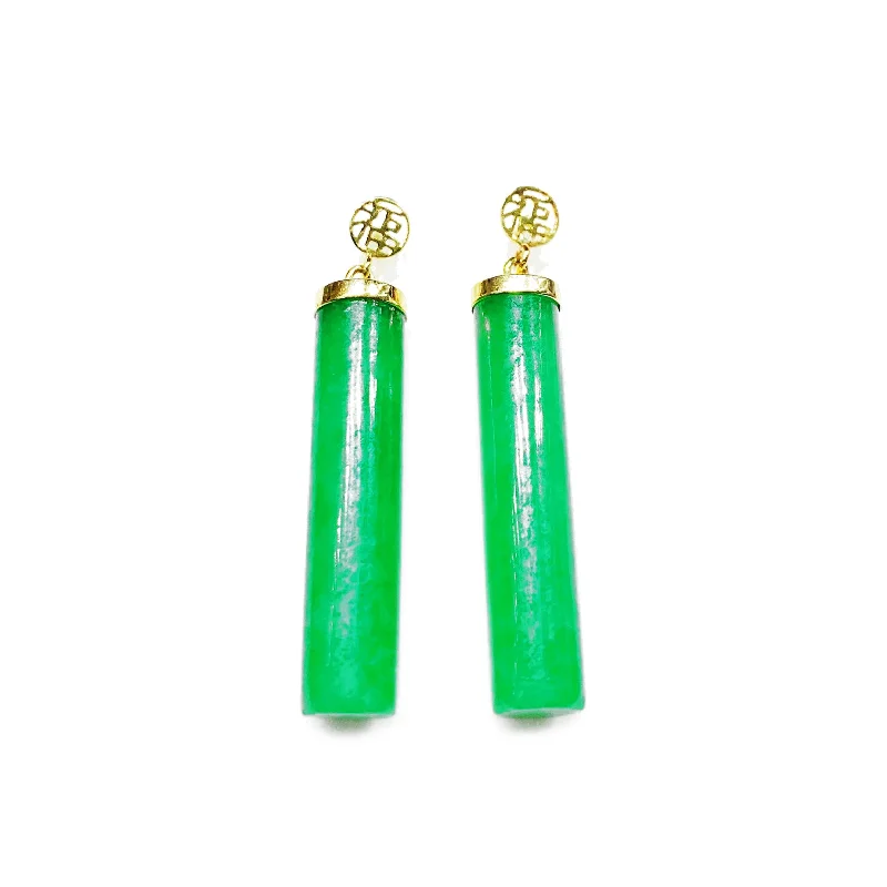 Personalized Earrings With Name for Custom Gifts-Jade Pillar Earrings (14K).