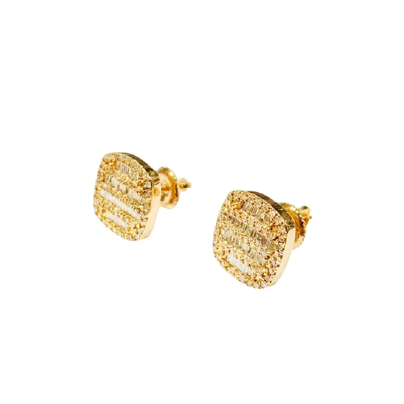 Elegant Crystal Earrings For Weddings-Diamond Square Earrings (14K).