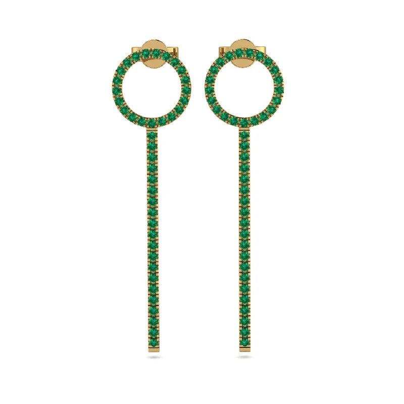 Sparkling Drop Earrings For Elegant Style-Hanging Circle Emerald Earrings - Lilah No. 4