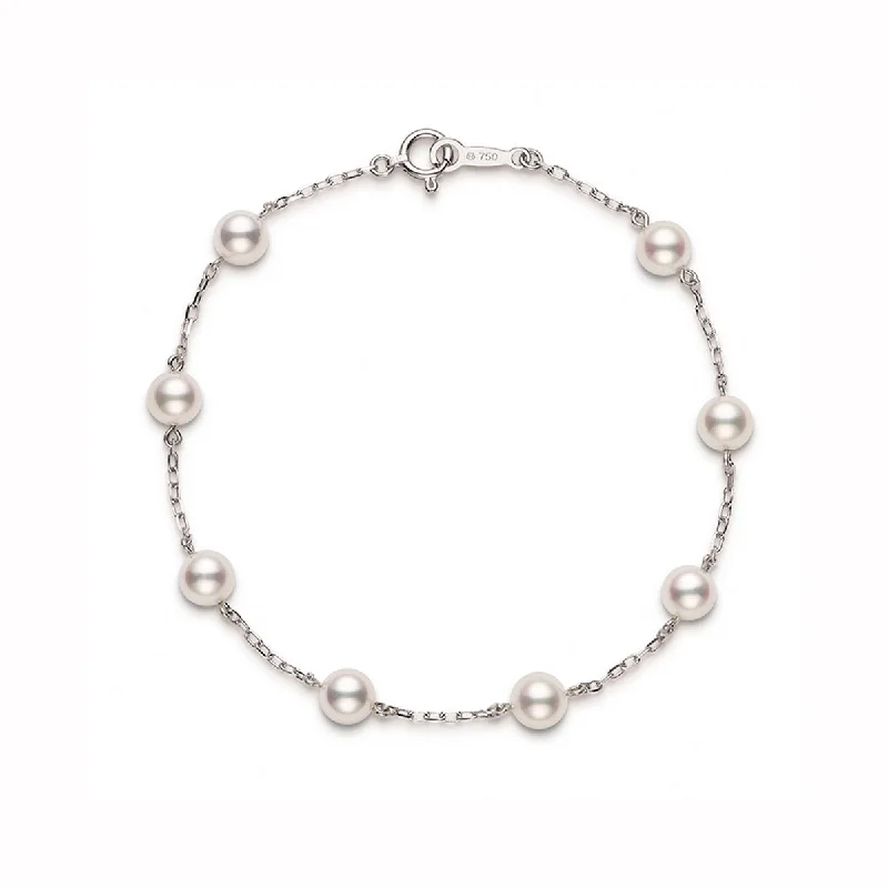 Classic Stainless Steel Bracelets-Akoya Cultured Pearl Station Bracelet