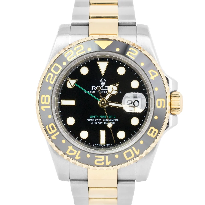 Affordable Luxury Watches For Men-MINT 2016 PAPERS Rolex GMT-Master II Ceramic 18K Gold Steel 40mm 116713 BOX