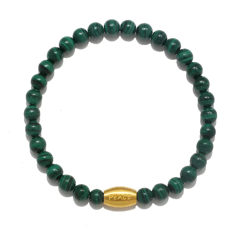 Personalized Gold Name Bracelets-Path to Healing Malachite Gemstone Men's Bracelet