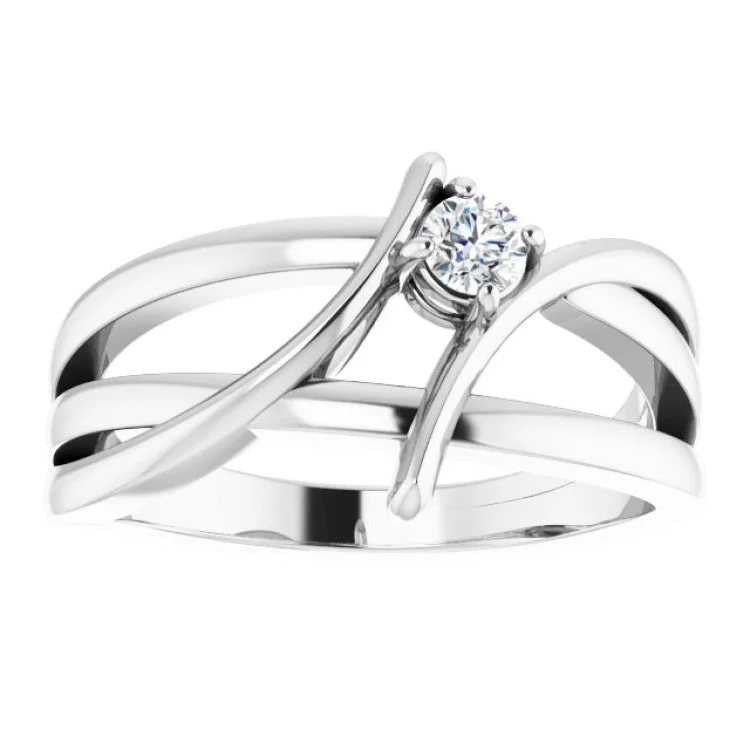 Classic Wedding Bands For Elegant Brides-Sterling Silver 1/8 CT Natural Diamond Ring