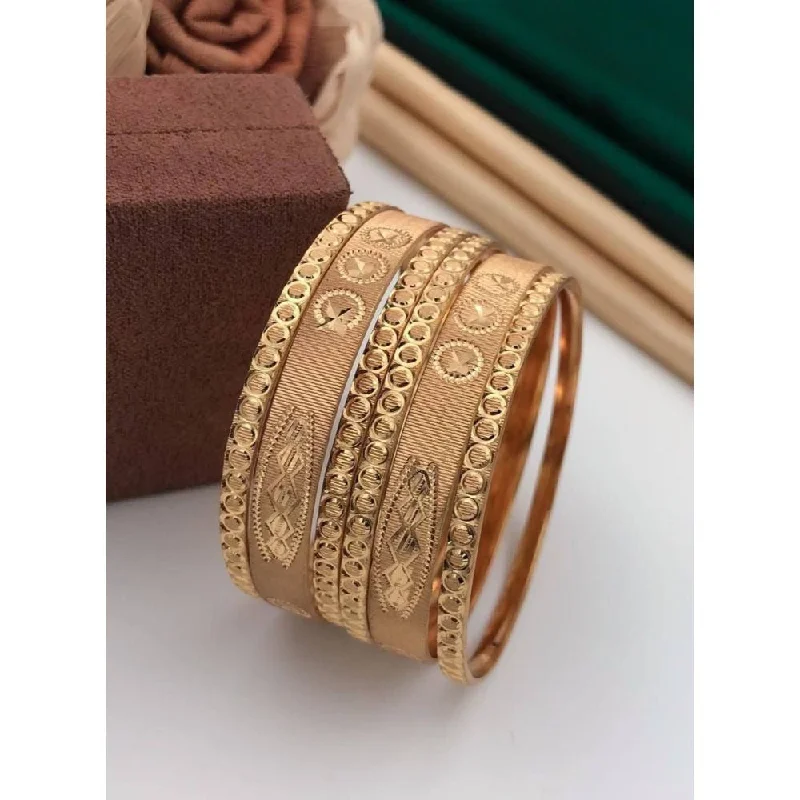 Personalized Wedding Bangles For Custom Jewelry-Akruti Collection Gold Plated Bangles Set