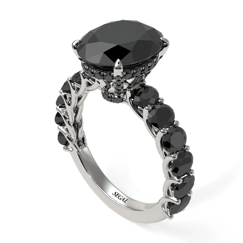 Custom Birthstone Rings For Personal Touch-4ct Oval Cut Black Diamond Engagement Ring - Xena No. 39