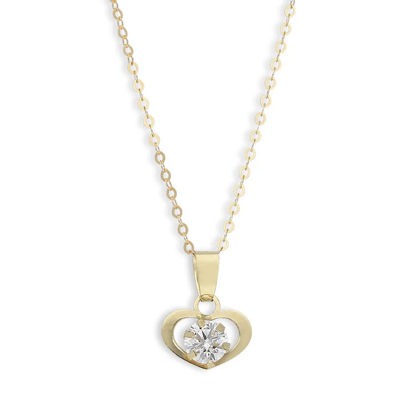 Gold Choker Necklace For Special Occasions-Gold Necklace (Chain with Heart Shaped Pendant) 18KT - FKJNKL18K8838