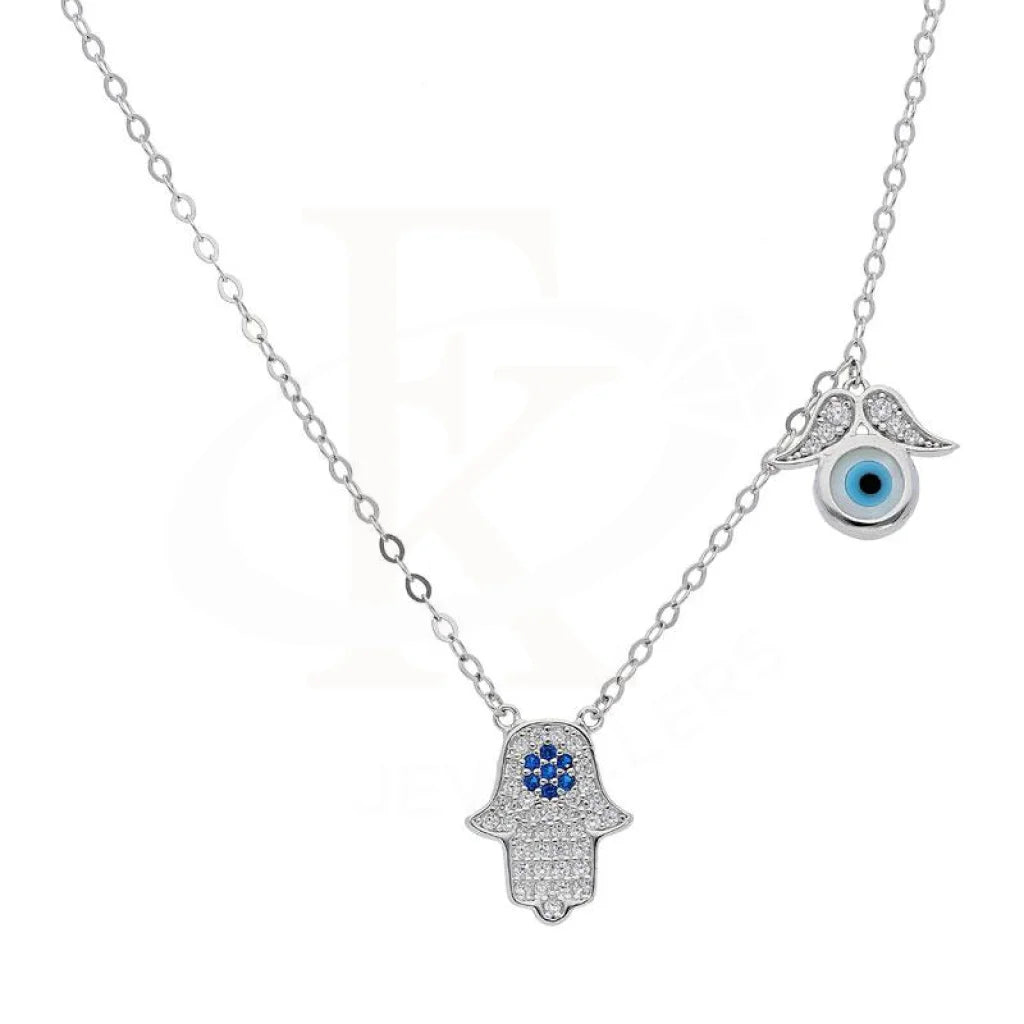 Custom Birthstone Necklace For Personalized Jewelry-Sterling Silver 925 Hamsa Hand and Evil Eye Necklace - FKJNKL1949