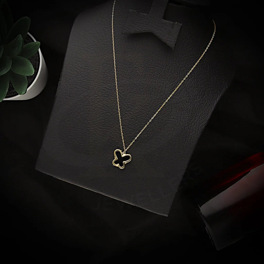 Simple Bar Pendant Necklace For Casual Look-Gold Butterfly Shaped Necklace 18KT - FKJNKL18K5362