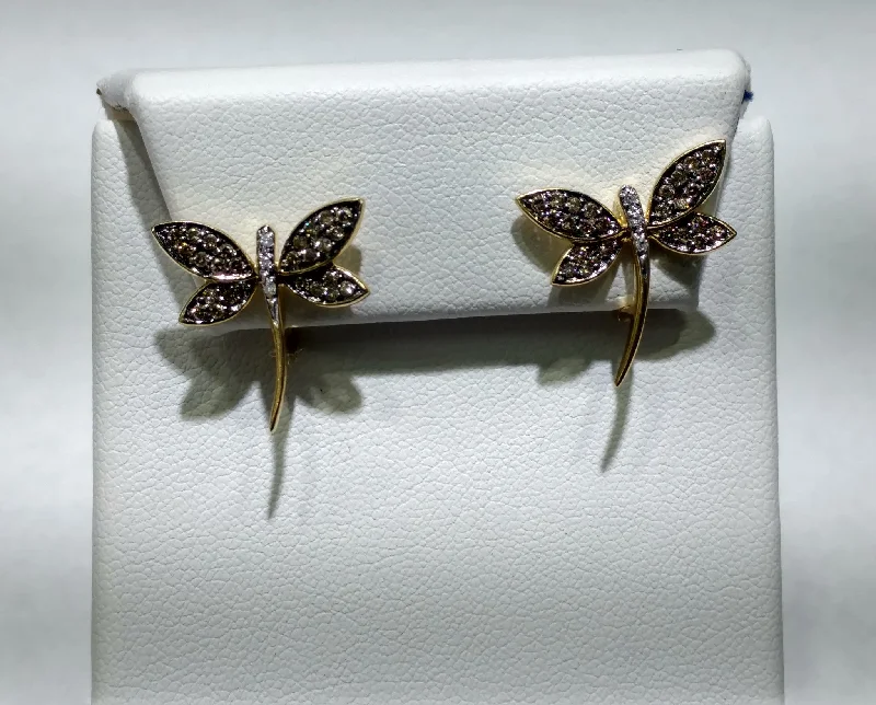 Custom Name Earrings For Unique Gifts-Diamond Dragonfly Earring (18K)