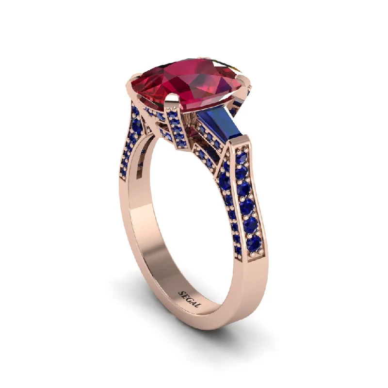 Luxury Gold Rings For Special Occasions-Exclusive Handmade Ruby Geometrical Engagement Ring - Yolanda No. 71