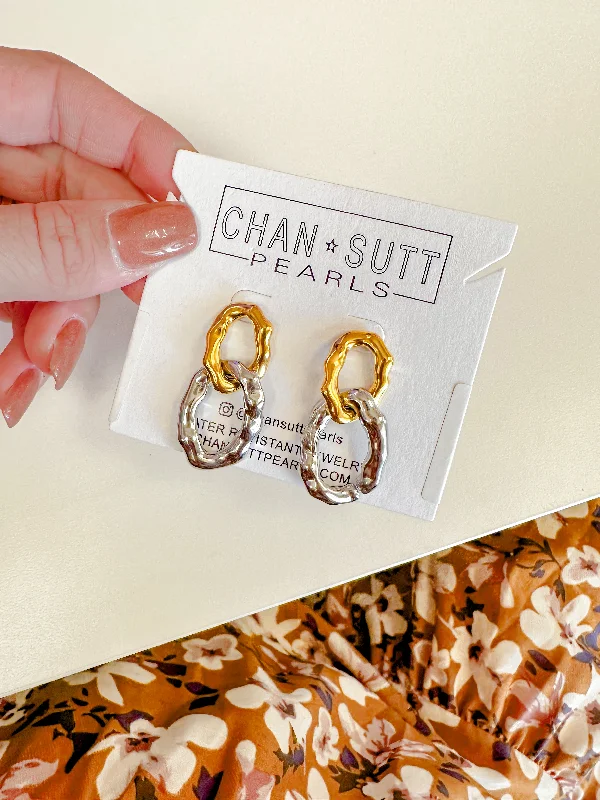 Colorful Resin Earrings For Summer Outfits-CHAN SUTT WATER RESISTANT NEW GOLD & SILVER CHAIN EARRINGS