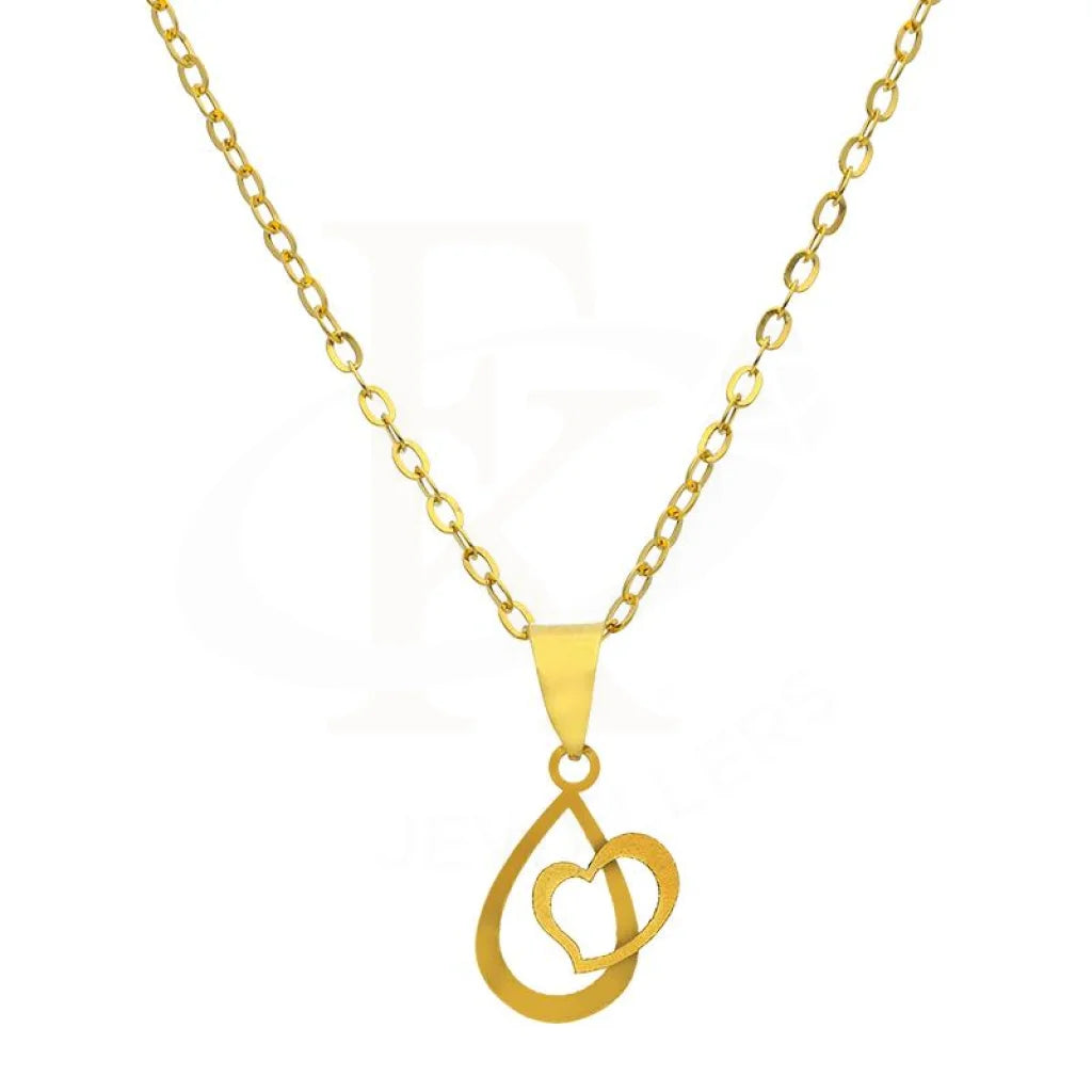 Simple Gold Pendant Necklace For Bridesmaids-Gold Necklace (Chain with Pear In Heart Pendant) 18KT - FKJNKL18K2527