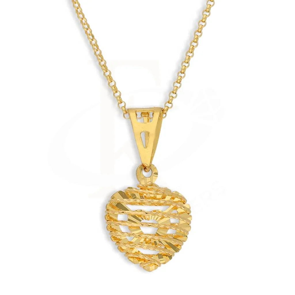 Handcrafted Crystal Necklace For Weddings-Gold Necklace (Chain with Heart Shaped Pendant) 21KT - FKJNKL21K2864