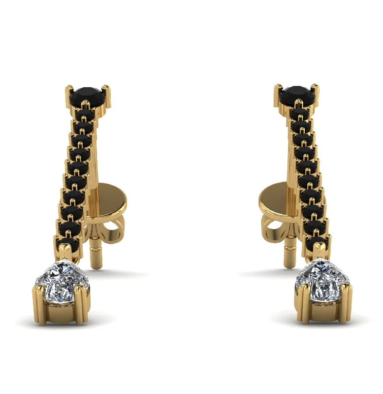 Trendy Earrings With Mixed Materials-Hanging Oval Diamond Earrings - Tatiana No. 7