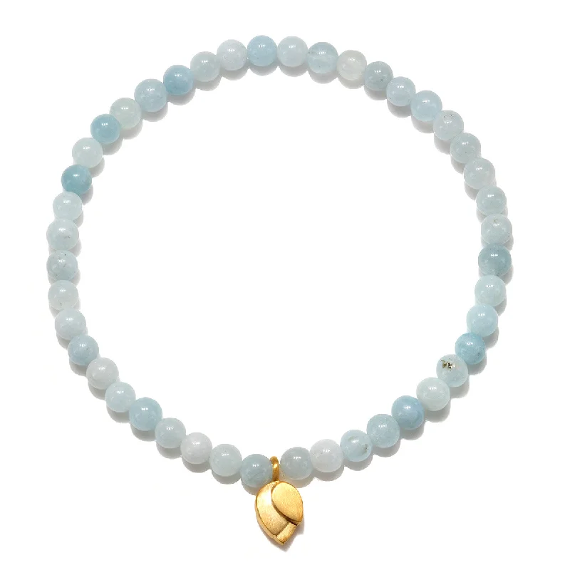 Personalized Silver Bangles For Women-Tranquil Journey Lotus Aquamarine Gemstone Bracelet