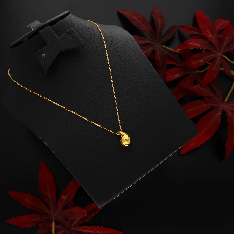 Simple Nameplate Necklace For Personalized Wear-Gold Necklace (Chain With Tear Drop Shaped Pendant) 21KT - FKJNKL21KM9989