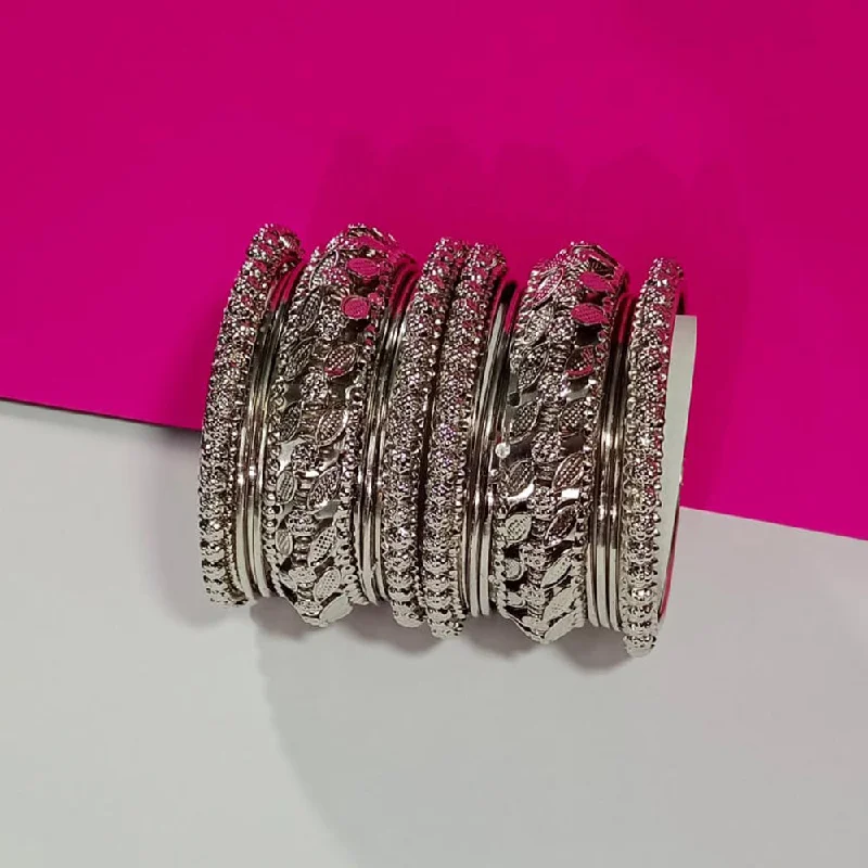 Classic Wedding Bangles For Bridesmaids With Gems-Pooja Bangles Oxidised Plated Bangles Set