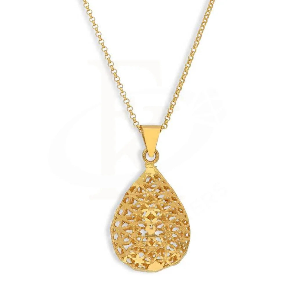 Custom Crystal Necklace For Personalized Gifts-Gold Necklace (Chain with Pear Shaped Pendant) 21KT - FKJNKL21K2858