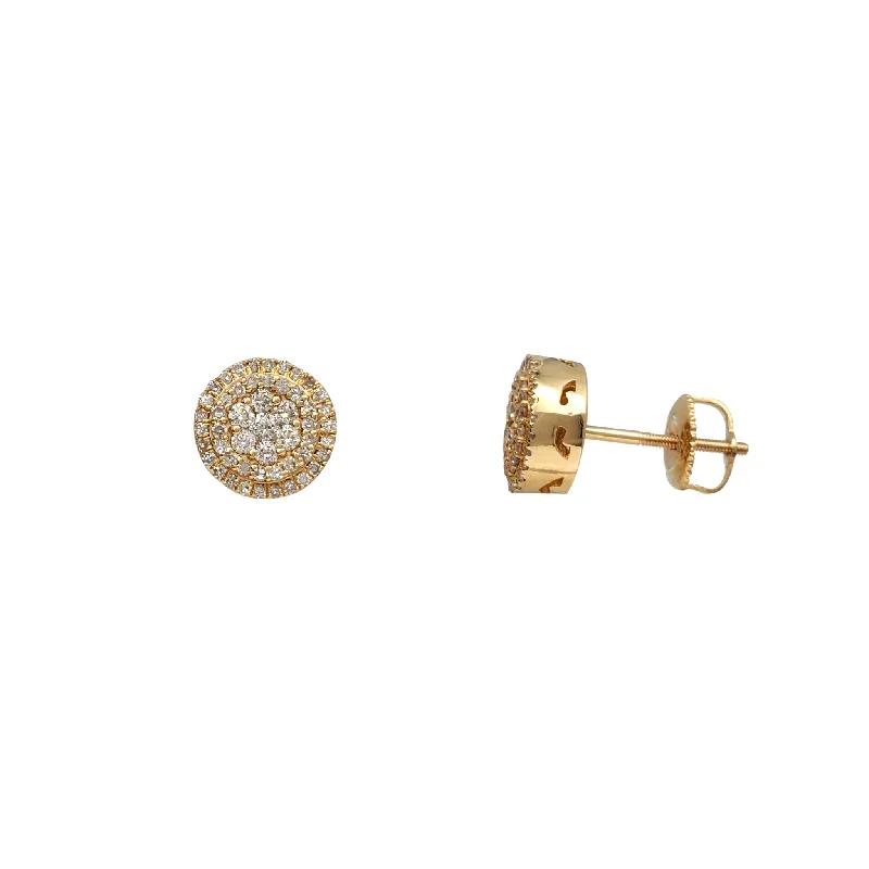 Large Drop Earrings For Fashionable Look-Diamond Pave Round Stud Earrings (14K)