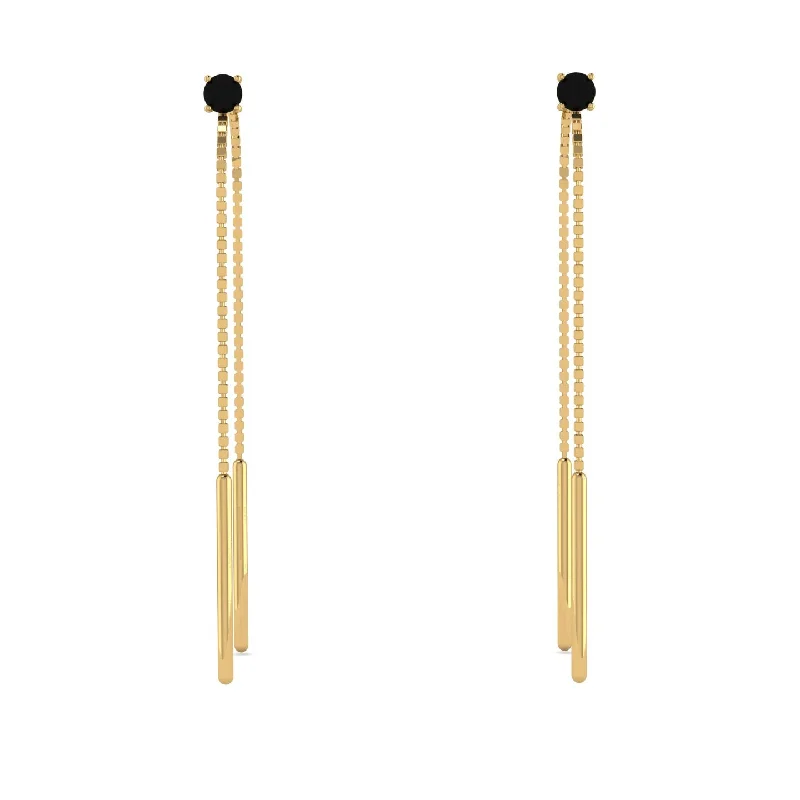 Sparkly Earrings For Holiday Gifts-Hanging Black Diamond Earrings - Alaia No. 7