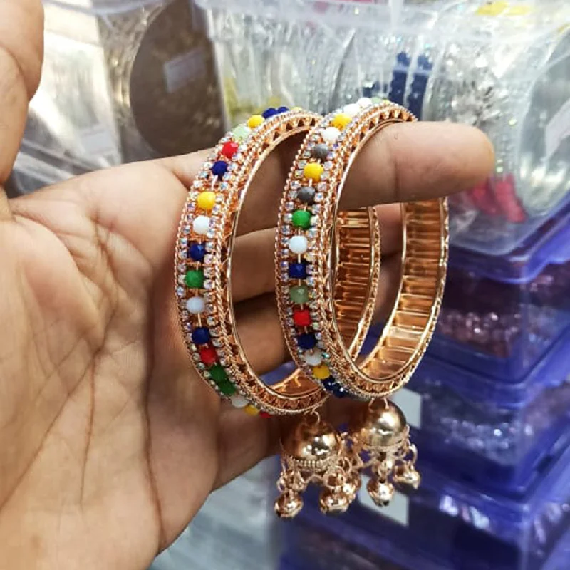 Trendy Custom Wedding Bangles For Fashion-Forward Brides-Pooja Bangles Rose Gold Plated Bangles