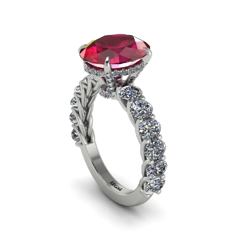 Classic Gemstone Wedding Rings For Bridesmaids-4ct Oval Cut Ruby Engagement Ring - Xena No. 12