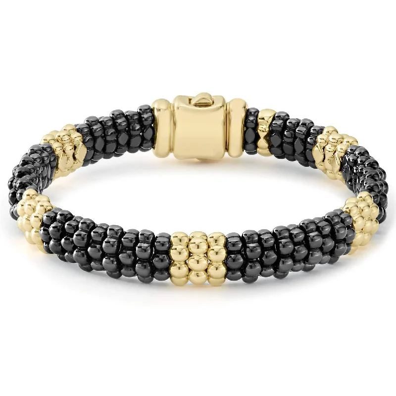 Gold Beaded Bracelets For Parties-Black Caviar Beaded Bracelet