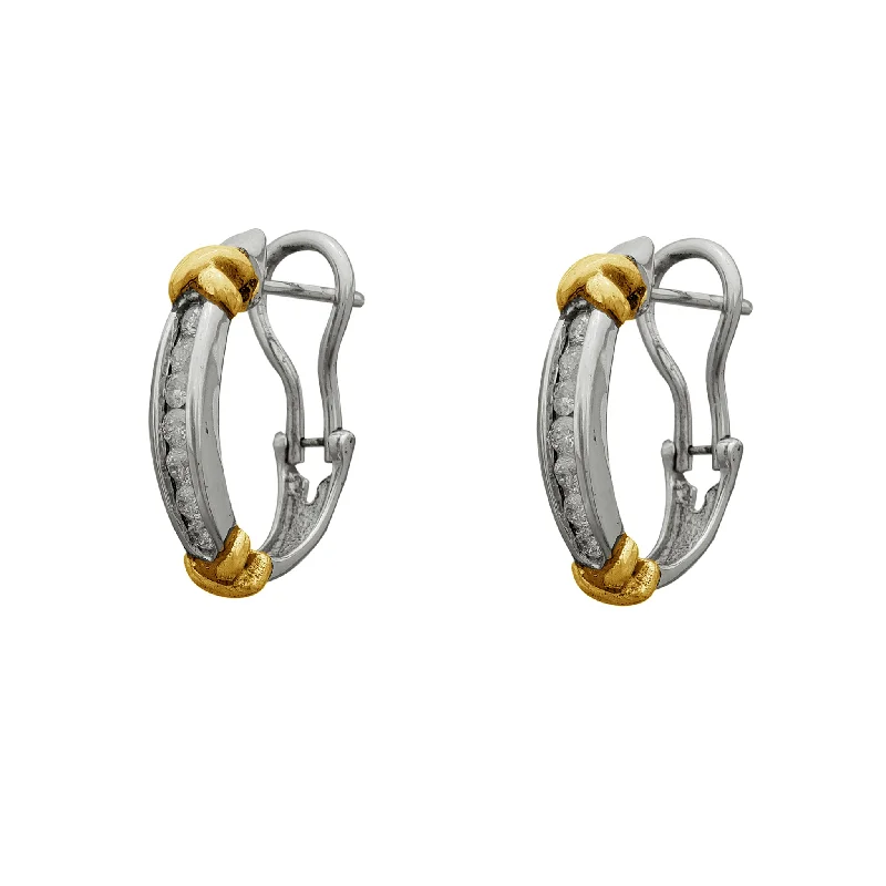 Large Hoop Earrings For Bold Fashion-Diamond Double Cross Huggie Earrings (14K)