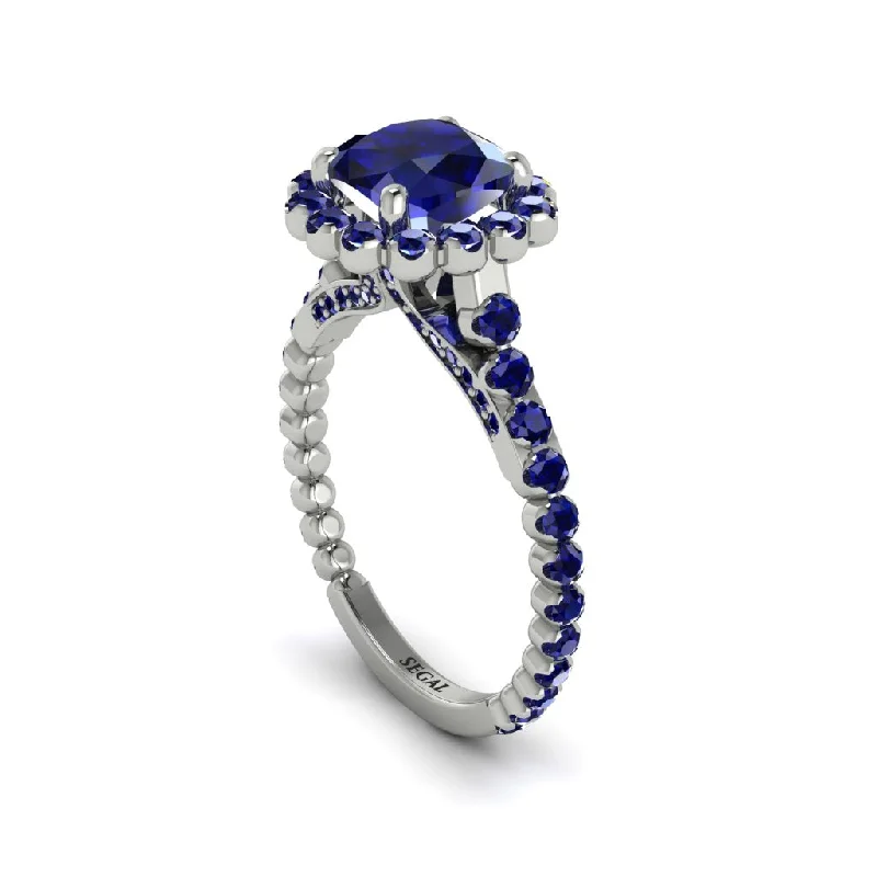 Trendy Stacking Rings For Special Occasions-Modern Sapphire Cushion Cut Engagement Ring - Uma No. 75