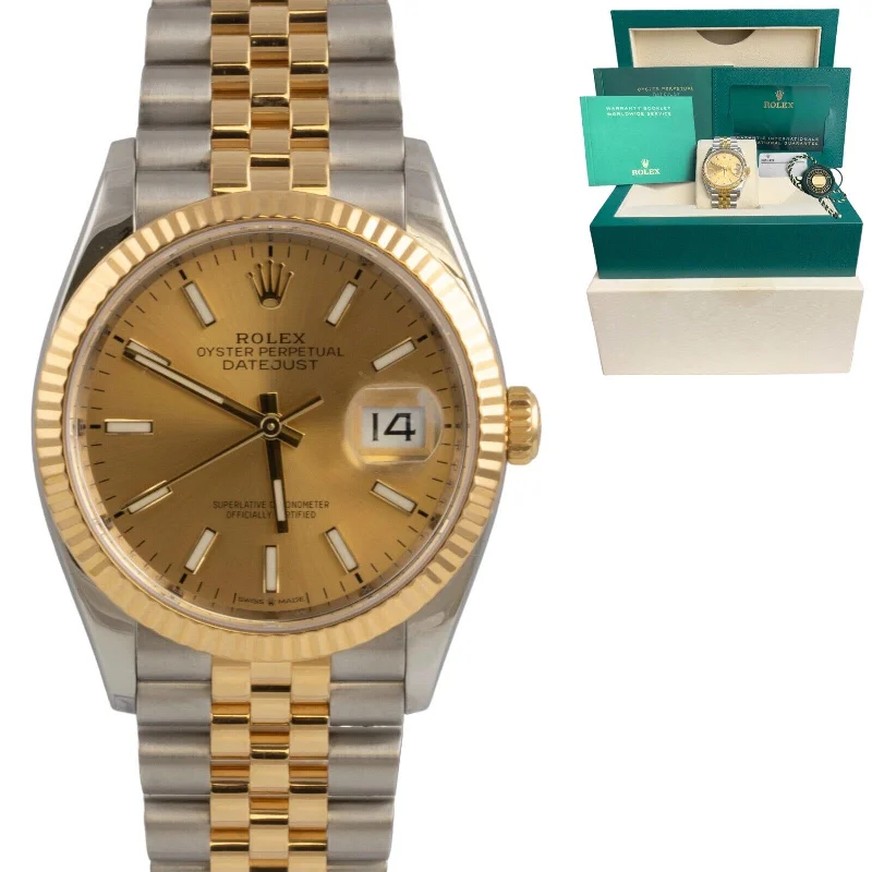 Women’s Bracelet Watches For Fashion-2021 Rolex Datejust 18k Yellow Gold & Stainless 36mm Watch 126233 BOX + PAPERS