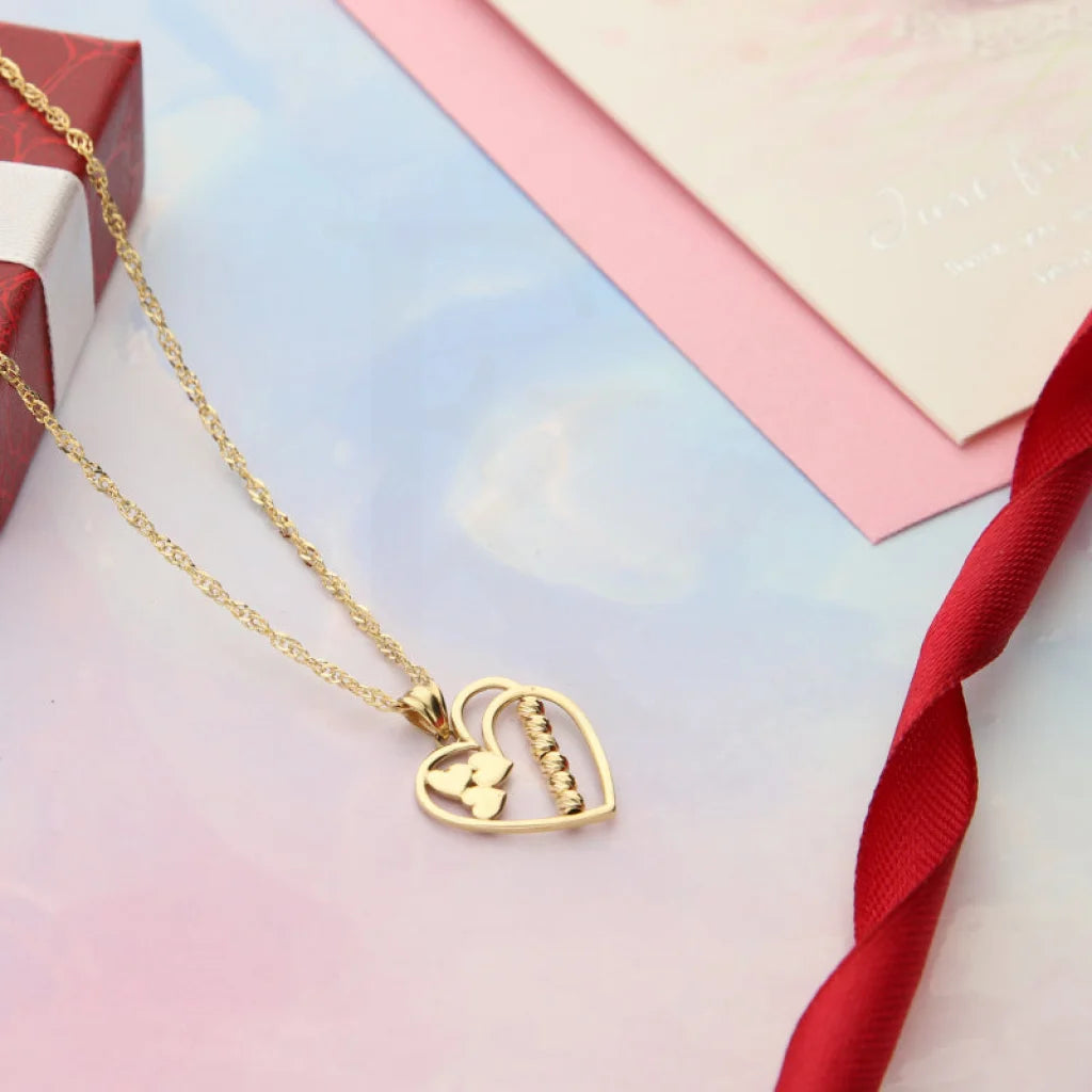 Simple Gold Necklace For Fashionistas-Gold Necklace (Chain With Hearts Pendant) 18KT - FKJNKL18K3090